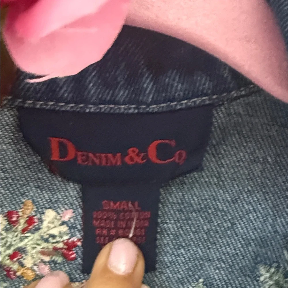 Denim&Co Blue Jacket with Floral Embroidery - Picture 9 of 9